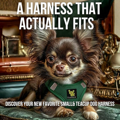 EcoBark Step in Dog Harness - Reflective Soft Luxurious Mesh Dog Harnesses for XXS, XS, Small, and Medium Dogs - Eco-Friendly Comfort Secure Halter No Pull Adjustable Pet Vest (Forest Green, Medium)