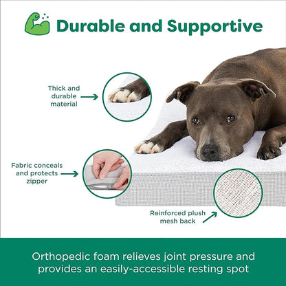 Furhaven Orthopedic Dog Bed – Classic Cushion with Plush Tufted Top, Supportive Foam Mattress, Removable Washable Cover, Joint Relief - Gray, Large