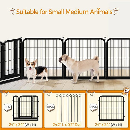 Topeakmart Unleashed Dog Playpen 24 inch 8-Panel Portable Pet Fence for Small/Medium/Large Dogs | Indoor, Outdoor, Yard & RV Camping Use