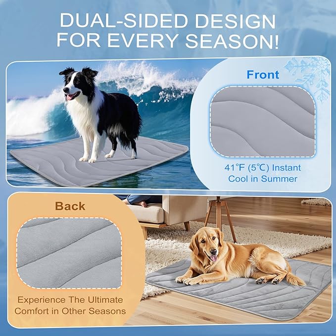 Cozyide Dog Cooling Mat, Extra Large Cooling Mat for Dogs, Reversible Pad for Pet, 40" L x 28" W, Dark Grey