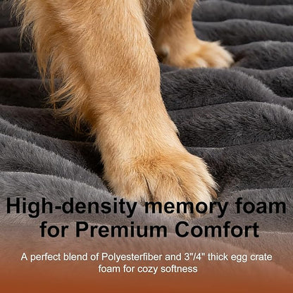 Dog Beds Flat Dog Crate Bed Waterproof for Meduim Large Dogs with Plush Removable Washable Cover Anti Slip Bottom for Indoor,Grey,41.7"x26.8"
