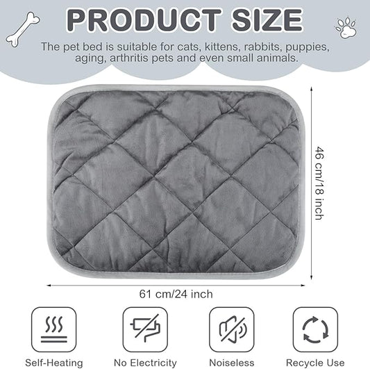 8 Pack Self Heating Cat Mat Self Warming Cat Bed Extra Warm Thermal Pet Bed Mat Reflects Body Heat Washable Dog Crate Pad for Indoor Outdoor Pets(Gray,18 x 24 Inch)