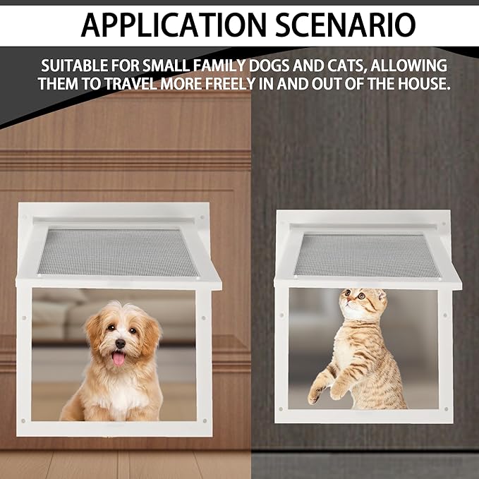 TonGass 7.87" x 9.84" Pet Screen Door Flap Compatible with Doggy Fits Dogs & Cats Under 30 Lbs, Small Dog Doors Flaps, Cat Screen Window Door Flap for Exterior Porch Screen and Window Screen - White