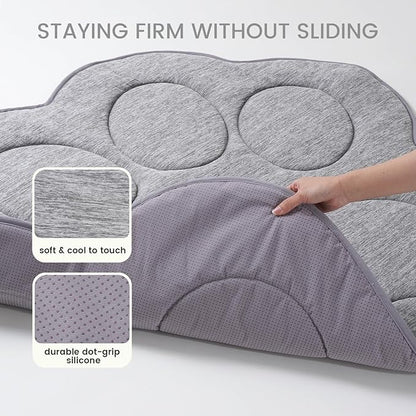 Cozy Bliss Cute Paw Shape Cooling Mat for Large Dogs, Non-Slip, Leakproof Washable Pet Cooling Mat for Hot Weather with Q-Max 0.5, Indoor and Outdoor Summer Pad, Heather Charcoal Grey, 45"x50"