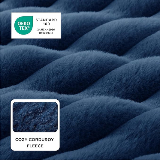 Bedsure ComfyFleece™ Orthopedic Dog Bed for Medium Dogs, Waterproof Memory Foam Medium Pet Beds with Sides, Non-Slip Bottom and Egg-Crate Foam Dog Couch Sofa with Washable Corduroy Cover, Blue
