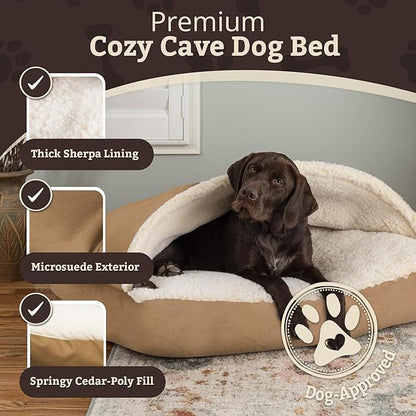 Snoozer Pet Products Luxury Rectangle Cozy Cave Dog Bed with Microsuede, Extra Large, Camel
