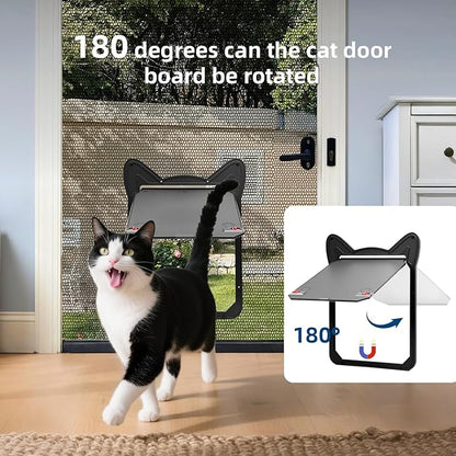 Pet Screen Door for Small Dogs & Cats - Heavy Duty Magnetic Lockable Flap, Inside Door 8.59x6.62inch, Easy Install for Sliding Glass/Patio Doors Screen, Scratch-Resistant & Security Latch (Size M)