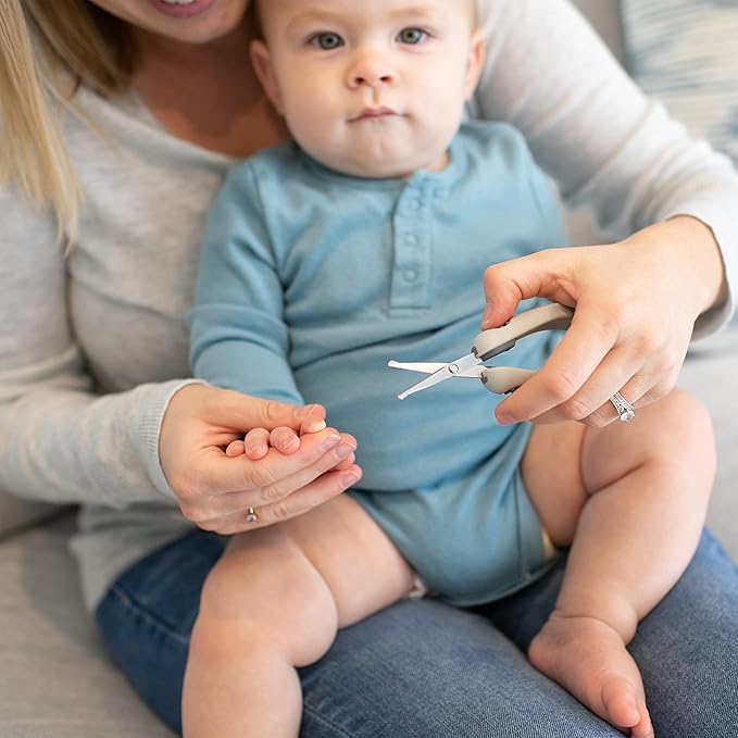 Dr. Brown's Safe Squeeze Nail Scissors with Rounded Blade Tip and 100% Silicone Handle for Infant & Baby