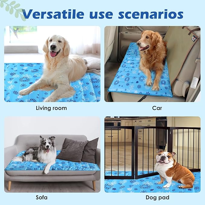 Dog Cooling Mat, Pet Washable Non-Toxic Summer Dogs Cats Cooling Pads Sleeping Kennel Mats Cool Ice Blanket for Indoor & Outdoor Dog Beach Essentials Gray 47.2 * 29.5IN