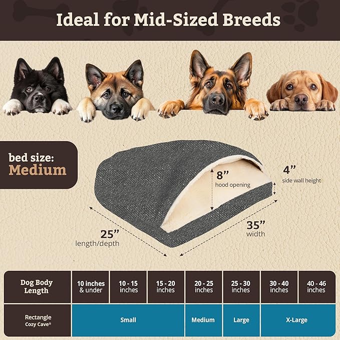 Snoozer Pet Products Luxury Rectangle Cozy Cave Dog Bed with Microsuede, Showdog Collection, Medium, Merlin Pewter