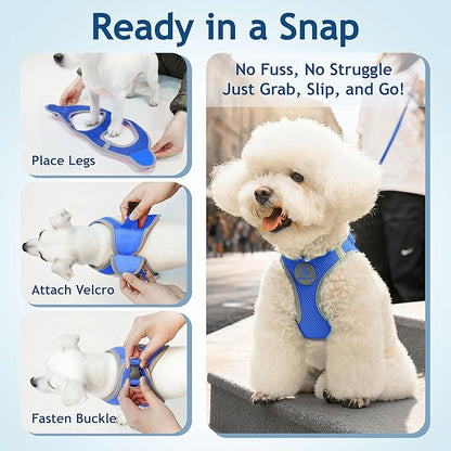 Dog Harness for Small Dogs (Chest 13.5"-14", Weight 4–6 lbs) | Athletica Adjustable Heavy Duty Dog Harness | No-Choke Puppy Vest with Lightweight Reflective Air Mesh | Blue, X-Small
