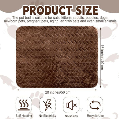 Drydiet 4 Pack Self Warming Cat Bed Mat Self Heating Pad for Dog Extra Warm Winter Pet Pad Washable Thermal Pads Mats for Pets Indoor Outdoor(Dark Coffee,16 x 20 Inch)