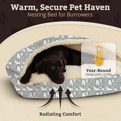 Snoozer Pet Products Luxury Rectangle Cozy Cave, Wag Collection, Medium, Pedigree Storm