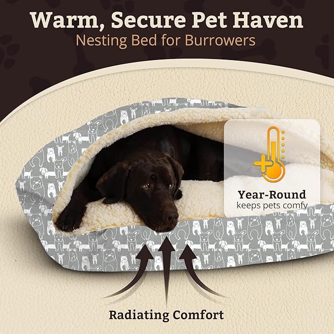 Snoozer Pet Products Luxury Rectangle Cozy Cave, Wag Collection, Small, Pedigree Storm