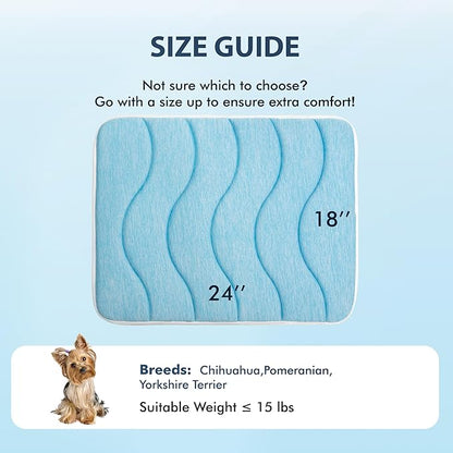 MICROCOSMOS 0.8" Thick Cooling Dog Foam Pad & Summer Pet Sleeping Mat, Machine Washable, Materials Safe, Portable Flat Pet Bed for Dogs.(Sky Blue, 24" x 18")