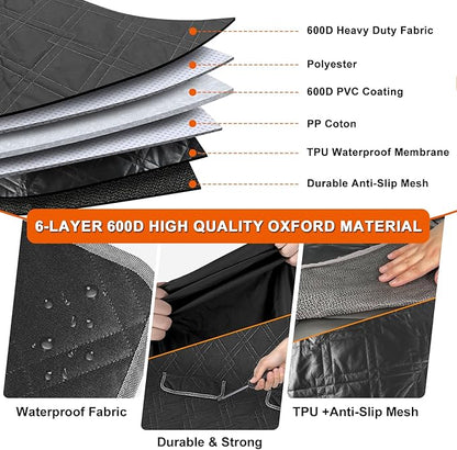 Dog Car Seat Cover Compatible with Full-Size Truck, Ford F150/250/350 Chevy Silverado Dodge Ram 1500 2500 3500, 600D Oxford Scratch Proof Nonslip Pickup Waterproof Pet Rear Bench Seat Cover