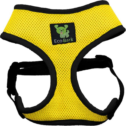 EcoBark Dog Harness - Eco-Friendly Max Comfort Harnesses - Luxurious Soft Mesh Halter - Over The Head Harness Vest- No Pull and No Choke for Puppy, Small Breeds & Medium Dogs (Large, Yellow)
