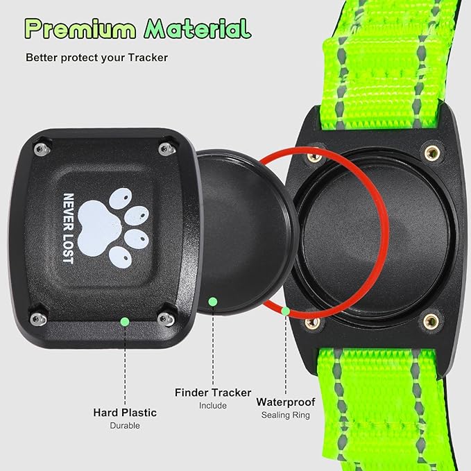 GPS Dog Collar Tracker 2-in-1,Reflective Waterproof Pet Collar,iOS-Only,No Monthly Fees,Unlimited Range,Ideal for Dog Tracking pet Tracker,for Small Medium Large Dogs(S (12.6"-16.5"), Green)