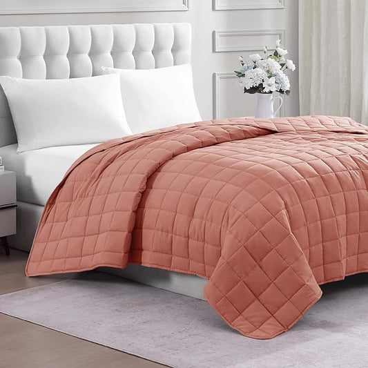Casa Platino Bed Blanket Queen Size - Pre-Washed Quilted - Soft & Lightweight - All Season Queen Blanket - Microfiber Down Alternative Blankets - Rose Dawn