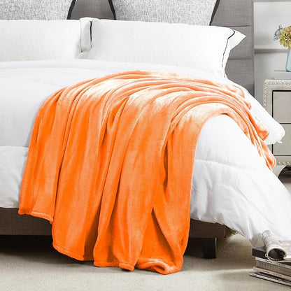 DREAMNINE Super Large Soft Fall Fluffy Fleece Bed Blanket Queen Size 90" x 90", Luxury Decorative Fuzzy Halloween Blanket for Bedroom,Big Cozy Shaggy Warm Flannel Blankets for Winter Autumn Pet,Orange