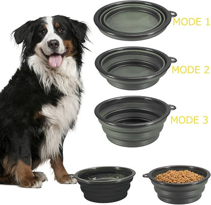 Comsun Collapsible Dog Bowls, 2-Pack Foldable Expandable Cup Dish for Pet Cat Hiking Food Water Feeding Dog Travel Bowl