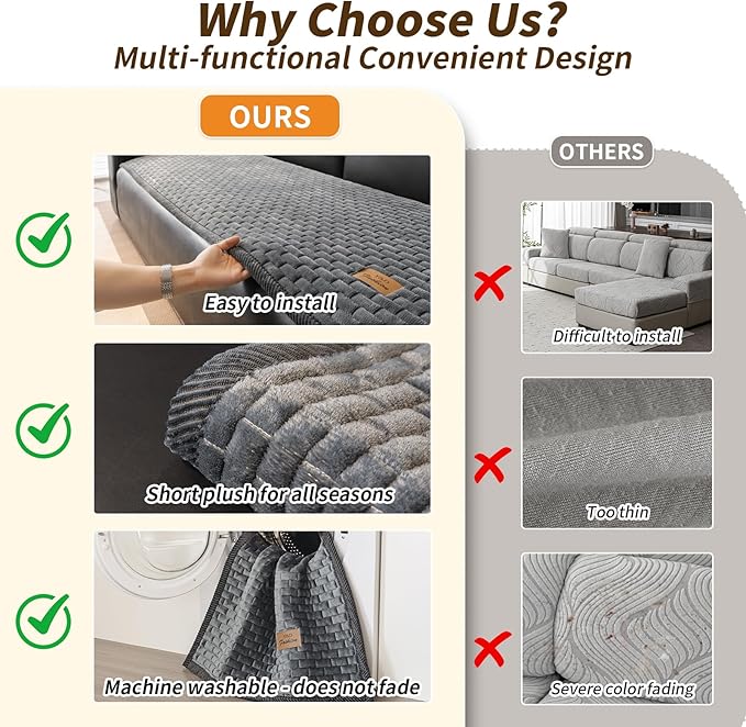 Couch Covers for Dogs Washable, Velvet Dog Couch Cover Protector, Fuzzy Plush Pet Sofa Cover for Single Sofa, Sofa Covers for Pets(1,Dark Grey,27.6"x27.6",Single Seater)