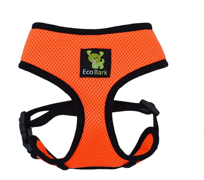 EcoBark Dog Harness - Eco-Friendly Max Comfort Harnesses - Luxurious Soft Mesh Halter - Over The Head Harness Vest- No Pull and No Choke for Small, Toy Breed, and Teacup Dogs (XS, Orange)