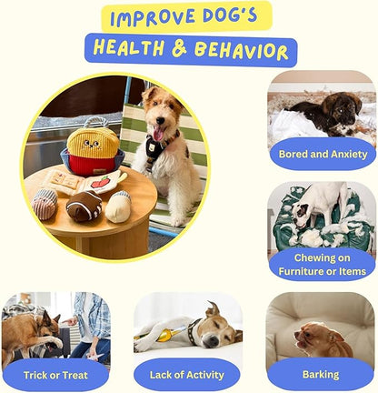 Squeaky Plush Dog Toys, 5-in-1 Crinkle Durable Puppy Toys to Keep Busy, Stuffed Hide & Seek Cognitive for Small Dogs, Teething, Boredom Relief & Birthday Gift