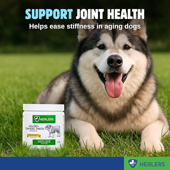Healers Turmeric Golden Paste for Dogs – Arthritis & Joint Support, Skin & Coat Health, Digestive & Immune Boost with Coconut Oil & Black Pepper Extract – Natural Pet Supplement, 3.5 oz Powder