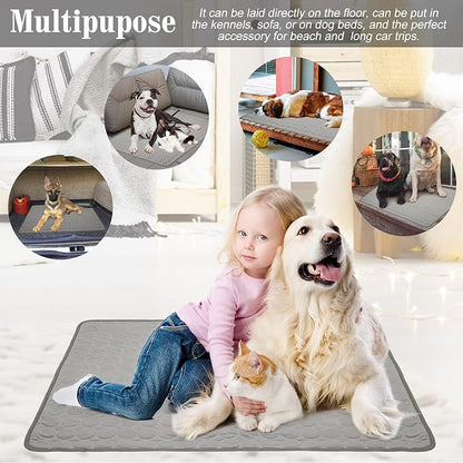 Washable Dog Mat Ice Silk Cooling Mat for Dogs Pet Self Pad Blanket Dog Pad for Indoor & Outdoor Car Seats (40x28 in, Light Grey)