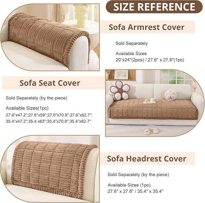 OstepDecor Washable Couch Cover for Dogs, Thick Pet Friendly Sofa Covers, Soft Couch Protector, Paw Cart Sofa Slipcovers, Cushion Protector for Leather, Sectional, Loveseat (35.4" x 82.7", Brown)