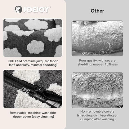 JOEJOY Cute Dog Bed Medium Size Dog, Rectangle Soft Furry Dog Beds for Large Medium Dogs, Washable Orthopedic Pet Bed with Removable Zipper Cover, Grey