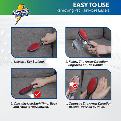Twinko Max Lint Brush, Lint Remover, Pet Hair Remover, Clothes Brush, Magic Lint Remover Brush, Sheet and Carpet Cleaning Brush, 2-Sided and Reusable, No Need Lint Roller Refill.