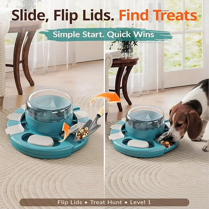 KADTC Dog Puzzle Toy, 2 Levels of Challenge, Push-to-Release Treat Dispenser Slow Feeder & Mental Stimulation Enrichment Toy for Small Medium Large Dogs