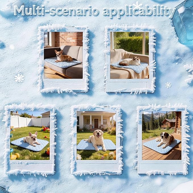 Pet Cooling Mats for Dogs, Cooling Pet Bed Outdoor & Indoor Use with Ice Silk Fabric & Waterproof Cover, Summer Cool Pad for Dogs Cats 29" x 18", Non-Slip Washable Pet Blanket for Crate Kennel Travel