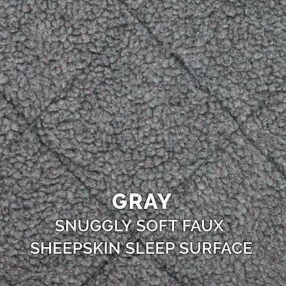Furhaven Dog Bed for Large Dogs, 100% Washable, Sized to Fit Crates - Sherpa Fleece Bolster Crate Pad - Gray, Jumbo/XXL
