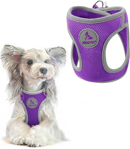 Kruz Dog Harness (Chest 13.5"-14", Weight 4–6 lbs) Athletica Adjustable Heavy Duty No Choke Puppy Vest for Small Dogs Lightweight Air Mesh, Reflective, Puppy Essentials – Amethyst, X-Small