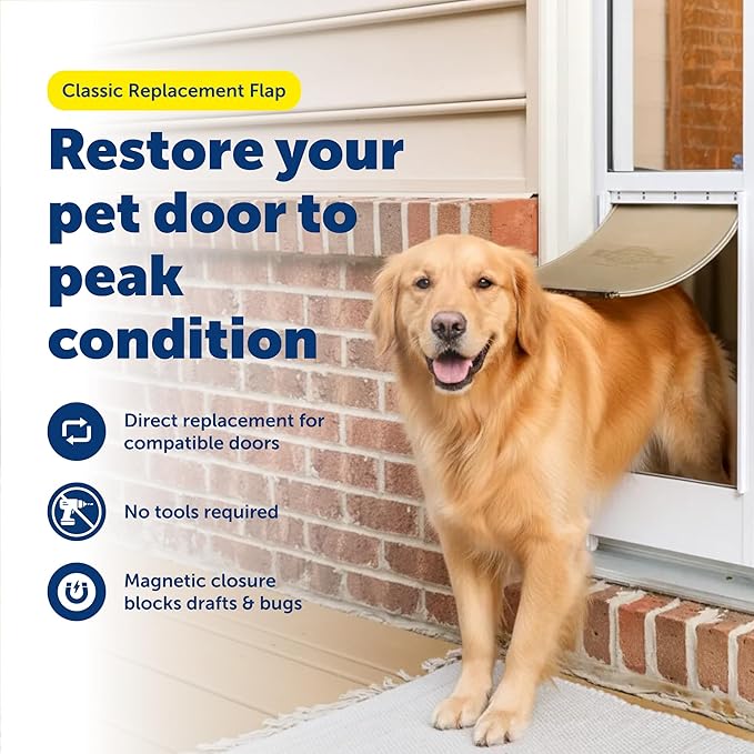 PetSafe Classic Replacement Flap - Maintains Weather Seal - Soft Tinted Vinyl Flap with Magnetic Closure - Compatible with Wall Entry & Patio Panel Pet Doors - Easy to Install - Medium