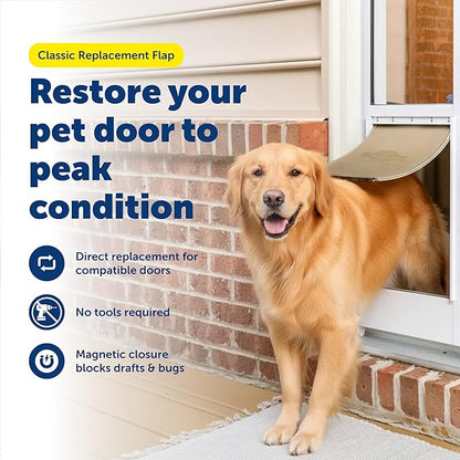 PetSafe Classic Replacement Flap - Maintains Weather Seal - Soft Tinted Vinyl Flap with Magnetic Closure - Compatible with Wall Entry & Patio Panel Pet Doors - Easy to Install - Medium