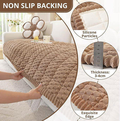 OstepDecor Washable Couch Cover for Dogs, Thick Pet Friendly Sofa Covers, Soft Couch Protector, Paw Cart Sofa Slipcovers, Cushion Protector for Leather, Sectional, Loveseat (35.4" x 35.4", Brown)