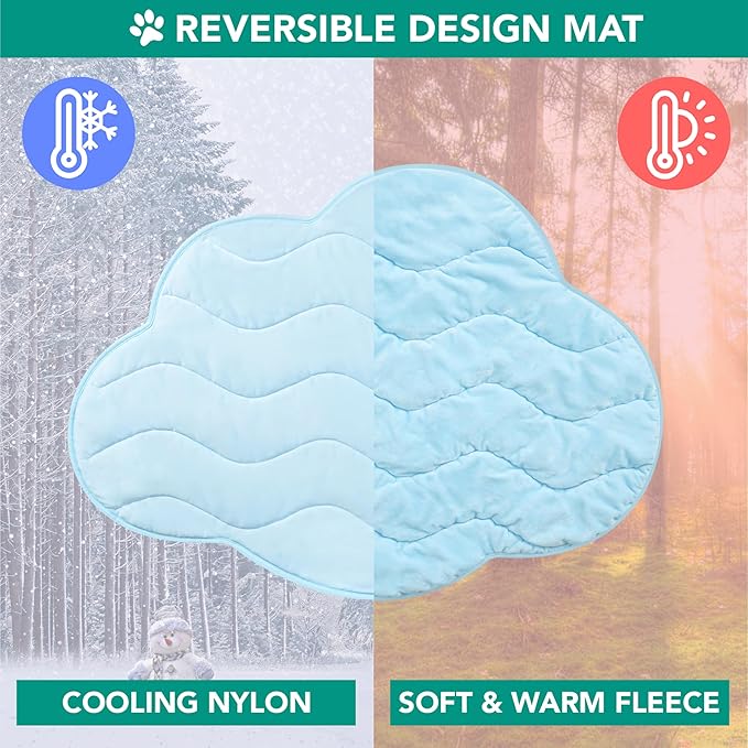 PetAmi Dog Cooling Mat, Cloud Shape, Reversible Cooling Nylon Blanket Soft Fleece Pet Pad for Dogs Cats, Summer All Season Use Q-Max>0.3, Medium 38x48 in, Light Blue