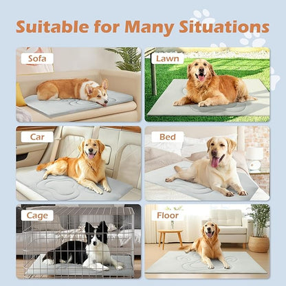 EXPAWLORER Reversible Dog Cooling Mat Large (Cool & Warm) 47”x28” Pet Cooling Mat in Summer & Plush Warm Blanket in Winter,Foldable Thick Bed Pad for Kennel Sofa Floor Crate Car Seat