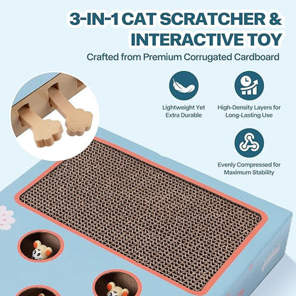 PAWISE Cat Scratcher – Reversible Cardboard Scratching Pad, Durable Cat Scratch Bowl & Bed, Interactive Scratcher for Indoor Cats & Kittens (10X2.4X13.8)