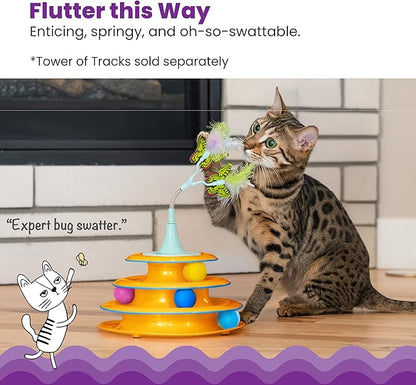 Catstages 2-in-1 Bouncy Flutter Bug Spring Cat Toy – Interactive Standalone or Ball Track Add-On, Blue