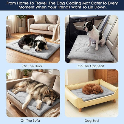 ASENKU Dog Cooling Mat, Portable & Durable Cooling Mat for Dogs, Summer Anti-Slip Breathable Cooling Bed for Medium-Large Dogs 35–60 lbs (Husky, Bulldog, Border Collie), 36x28 inches, Grey Wave