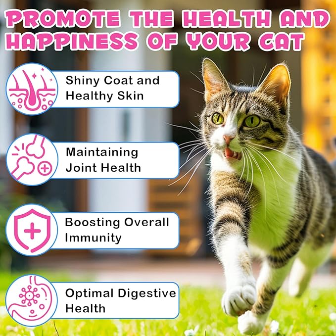 Collagen for Cats 2 fl.oz, Liquid Collagen for Cats Drops, Premium Grass-fed Collagens for Cat Skin and Coat Supplement, Itch Relief for Cat with Allergies Immunity, with Bovine Collagens, Biotin, MSM