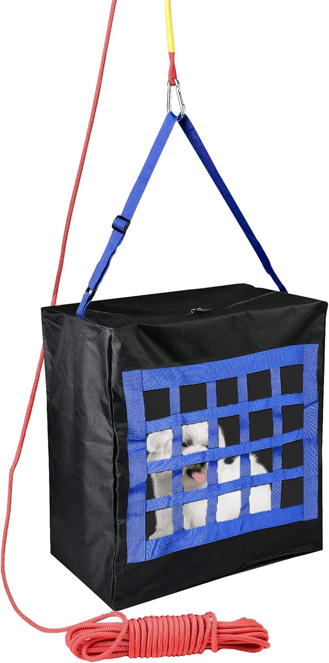 ISOP Fire Evacuation Device for Pets up to 55 Pounds - Compact Safety Equipment - Rope 50 Feet Incl. - Emergency Survival Kit for Animals (Medium 19"x18"x10") Pet Rescue Bag for Dogs & Cats