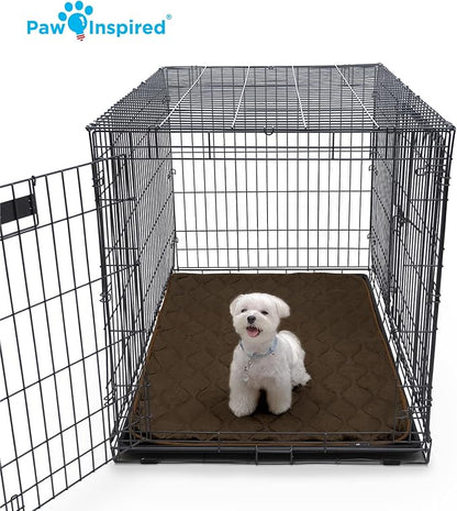 Paw Inspired Washable Padded Crate Mats for Dogs | 47” x 29” Pad, Fits 48-inch Kennels | Leakproof, Waterproof Bottom, Plush Pet Beds (Gray)