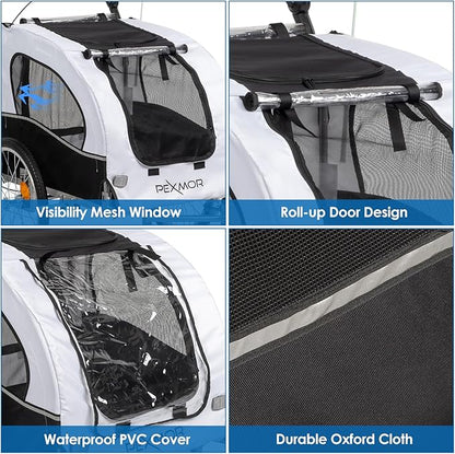 PEXMOR 2-in-1 Dog Bike Trailer & Stroller, Universal Hitch, Pet Cart Bike Wagon Cargo Carrier with Shock Absorber & Universal Wheel
