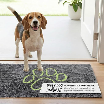 Dog Gone Smart Dirty Dog Doormat - Fast Drying Rug with Super Gripper Backing for Clean Floors - Super Absorbent and Machine Washable Mat for Muddy Paws - Cool Grey
